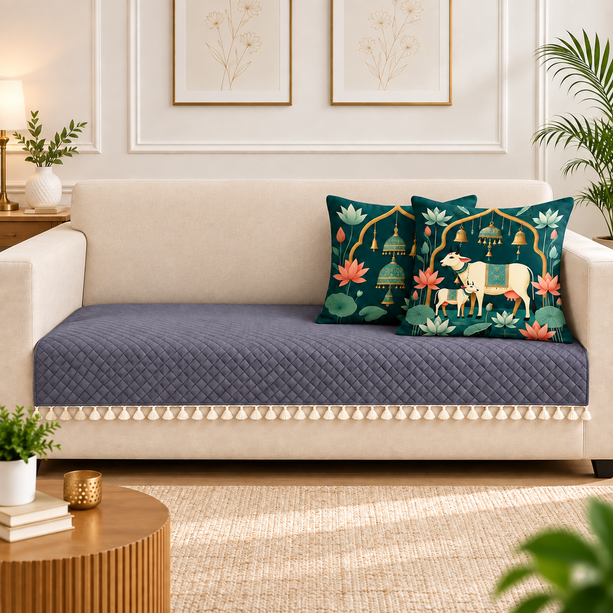 3 Seater + 16x16 Inches (set of 5),Grey