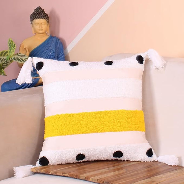 Yellow Beam Tufted Cushion Cover