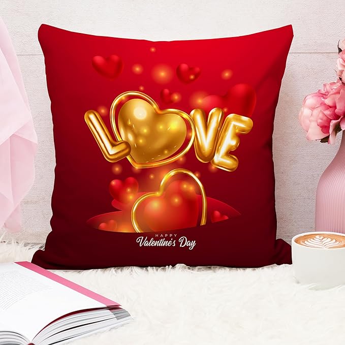 Valentine Luxe Heart Cushion Cover (16x16 Inches)