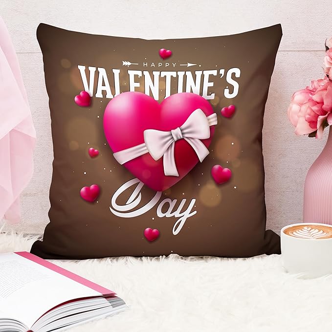 Valentine Heart Elegance Cushion Cover (16x16 Inches)