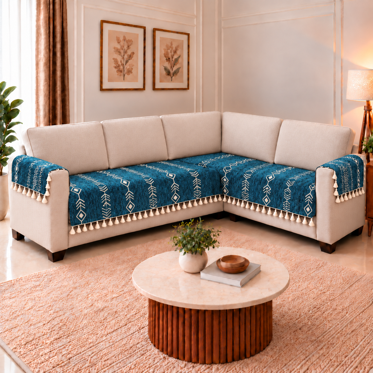 2+3 Sofa Cover with Arm rest Cover,Blue Arrow
