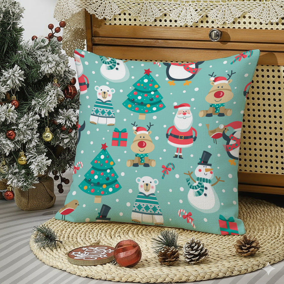 Merry Christmas Decorative Cushion Cover – Winter Wonderland Design