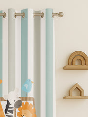 Kids Velvet Curtain | Animal Express print | 7 feet | Set of 1