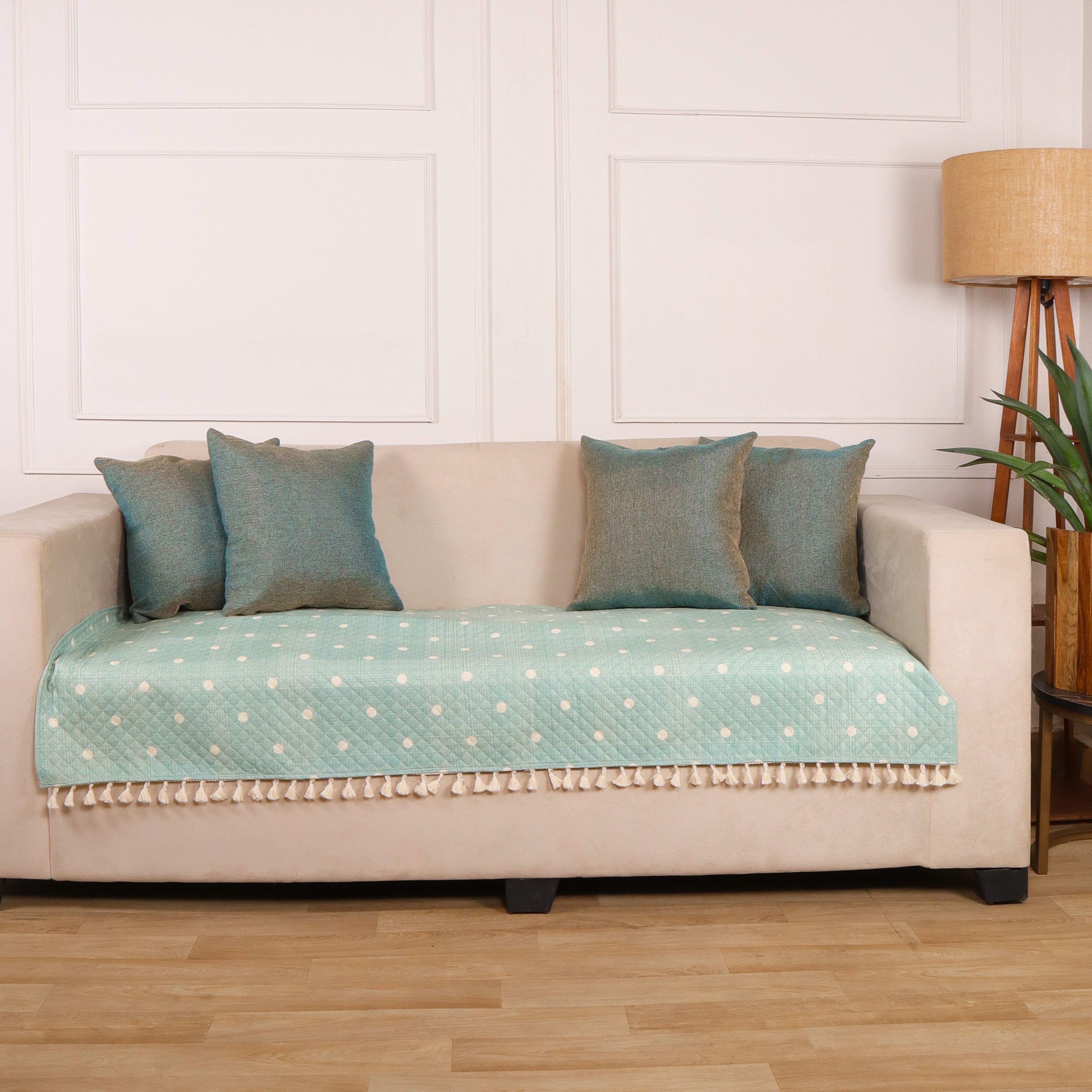 2 Seater Half (48x30 Inch),Green (Polka Dot)