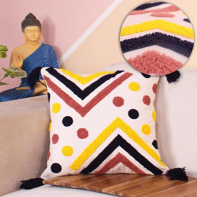 Tufted Zig-Zag Dot Cushion Cover