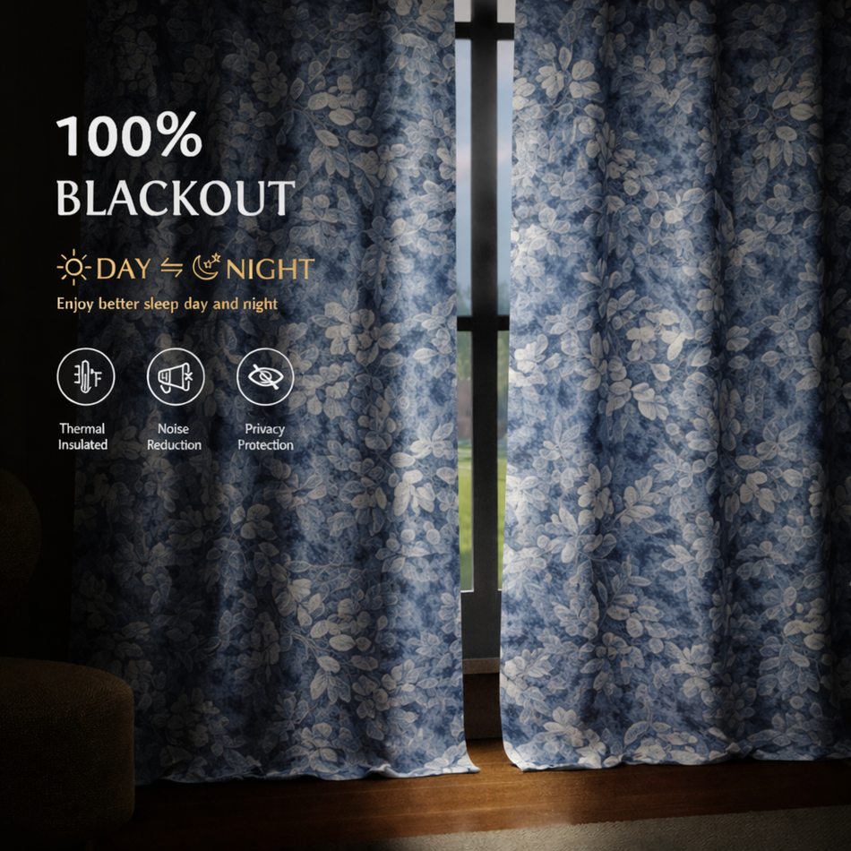 Daybreak Whispering Gardens Series Premium Heavy Satin 100% Blackout Curtains 7 Feet Long Set of 1 | Door Curtain 7 Feet x 4 Feet | Perfect for Home Decor