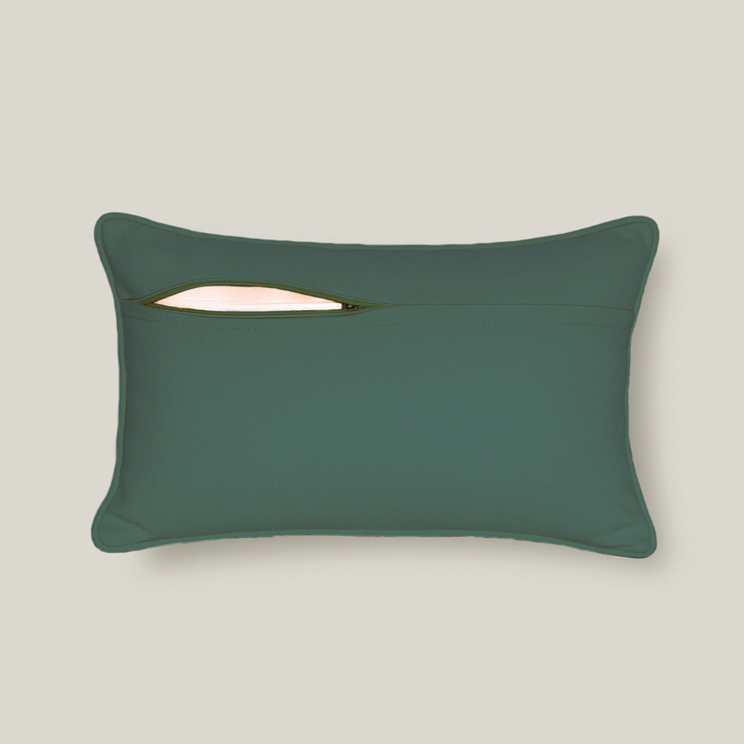 Satin Cushion Covers with Twin Peacock & Floral Motif | 12x18 Inches | Set of 2