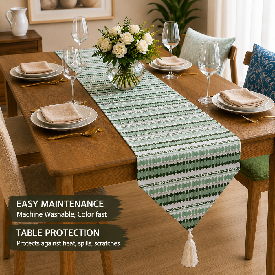 Evergreen Elegance Gift Set – Sofa Cover & Table Runner