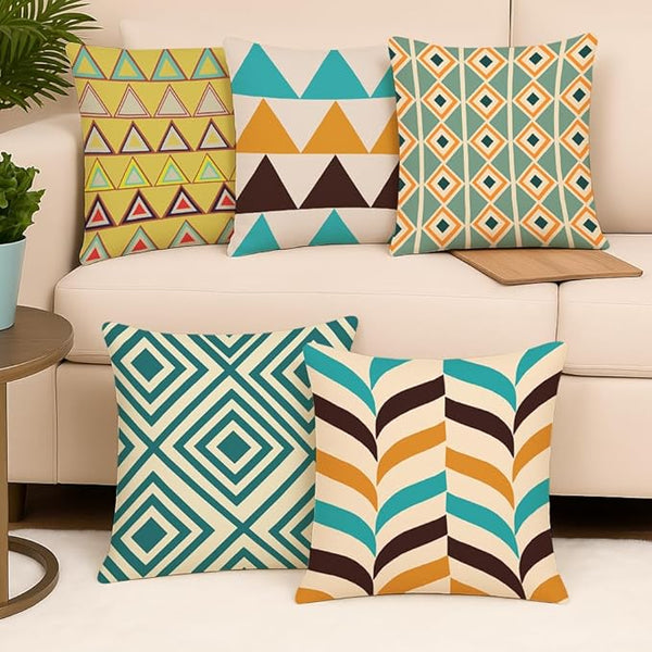 Modern Geometric Cushion Covers – 18×18 Inches (Pack of 5)
