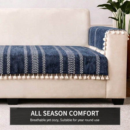 3+1+1 Sofa Cover,Blue Stripe