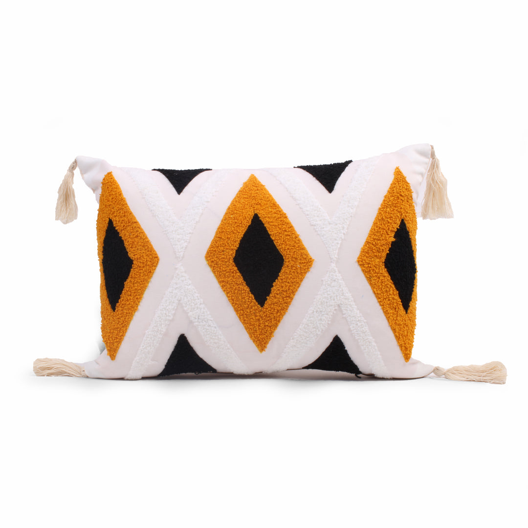 Aztec Tufted Cushion Cover with Tassel 12 X 18 Inches Pack of 1