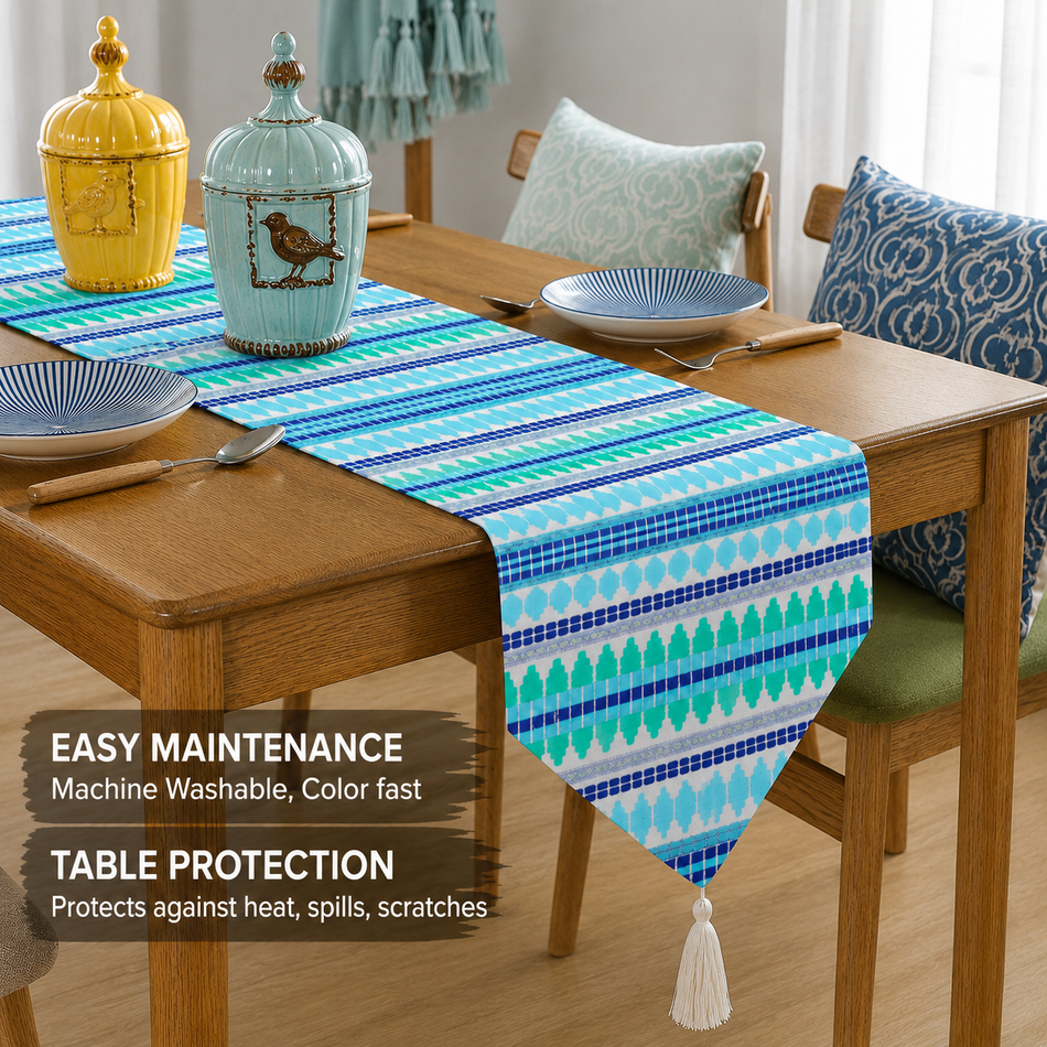 Ocean Weave Festive Home Gifting Collection – Table Runner & Cushion Covers