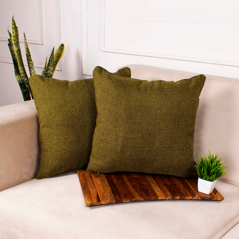 Solid Jute Cushion Covers for Sofa, Couch, Bed, Living Room - Set of 2 & 5