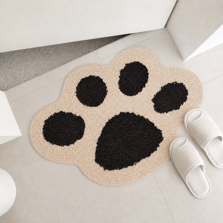 Paw Print Plush Foot Mat – Soft Absorbent Animal Paw-Shaped Floor Mat for Bathroom, Bedroom & Kids’ Room Décor, 40×60 cm