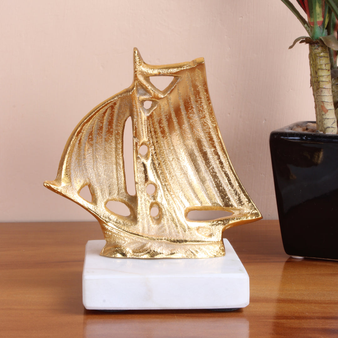 Vintage Metal Ship Figurine Maritime Collectible Display