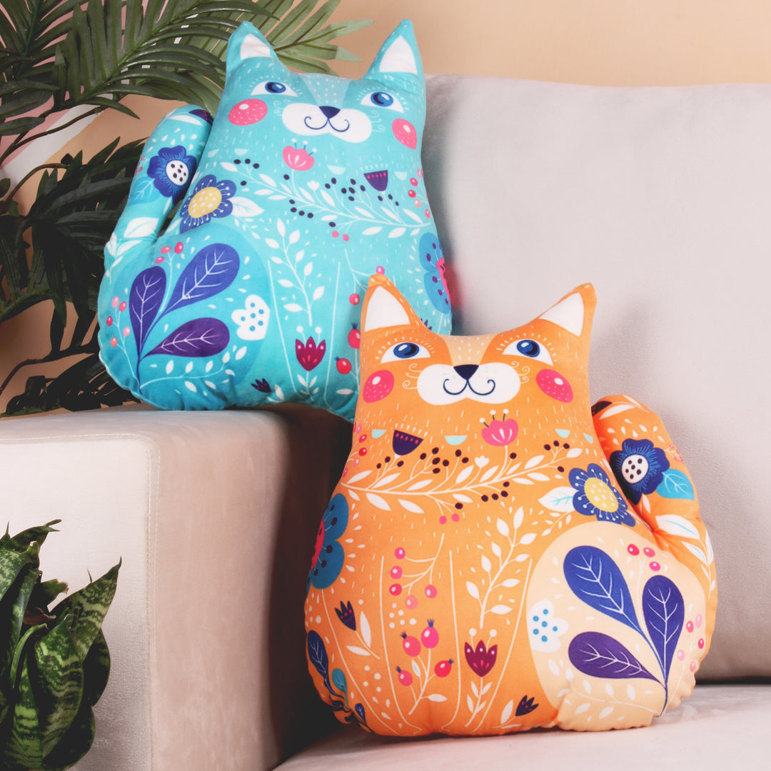 Pack of 2 Addorable Cuddly and Perfect Plush Cute Shaped Cushion for all ages - Tribe Cats