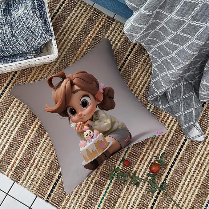 Cute Birthday Girl Cushion Cover (16x16 Inches)