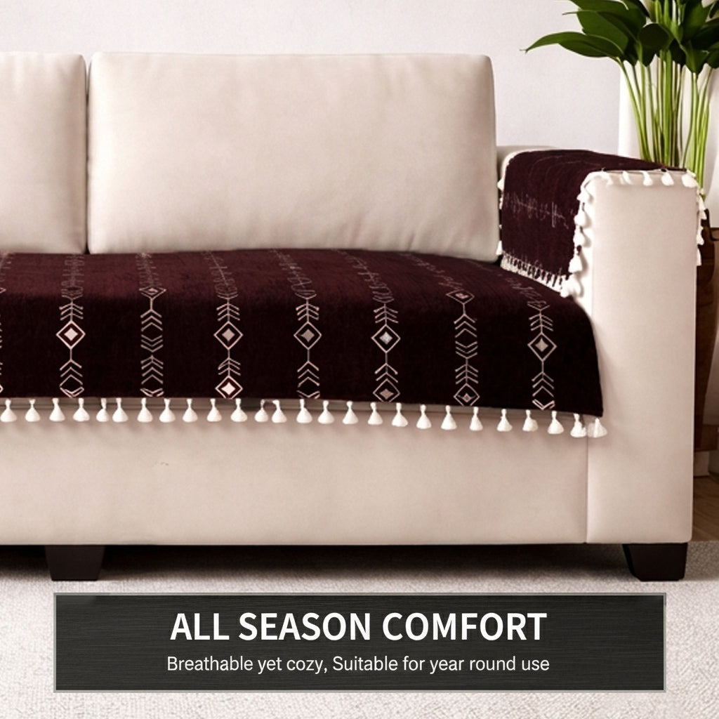 3+1+1 Sofa Cover,Brown Arrow