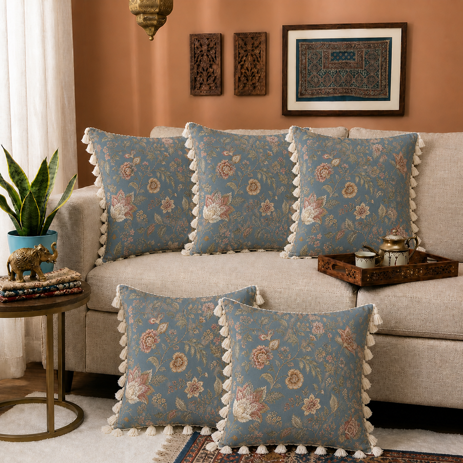 Ethnic Table Cover & Tasseled Cushion Cover Combo | Festive Home Décor Gift Set