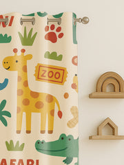 Kids Velvet Curtain | Jungle Safari print | 7 feet | Set of 2