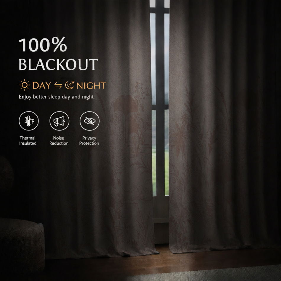 Whisper Whispering Gardens Series Premium Heavy Satin 100% Blackout Curtains 7 Feet Long Set of 1 | Door Curtain 7 Feet x 4 Feet | Perfect for Home Decor