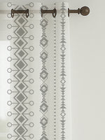 Load image into Gallery viewer, Set of 3 Window Curtains | 2 Geometric Printed + 1 Solid Sheer for Bedroom Living room | Grey
