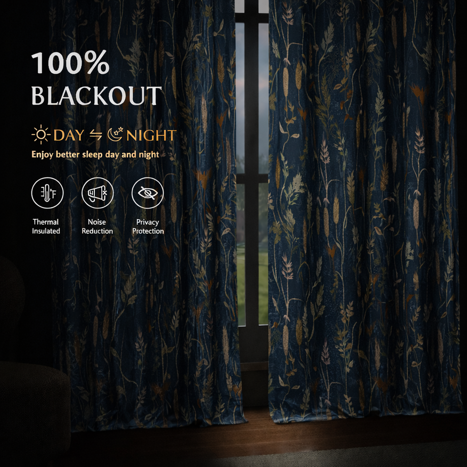 Prairie Whispering Gardens Series Premium Heavy Satin 100% Blackout Curtains 7 Feet Long Set of 1 | Door Curtain 7 Feet x 4 Feet | Perfect for Home Decor (Copy)