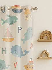 Kids Velvet Curtain | Alphabet Animal print | 7 feet | Set of 2