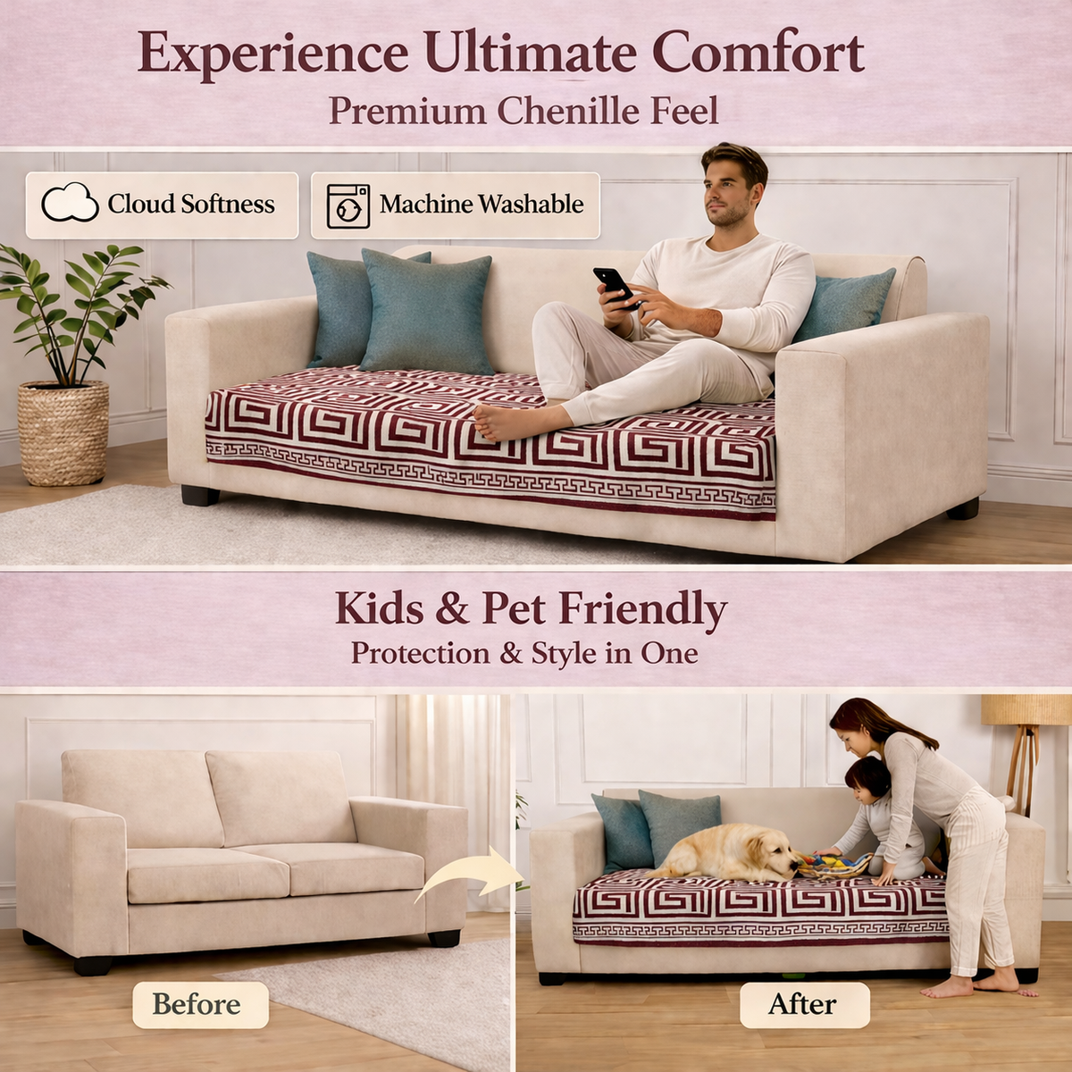 1 Seater Half (24x30 Inch),Maroon