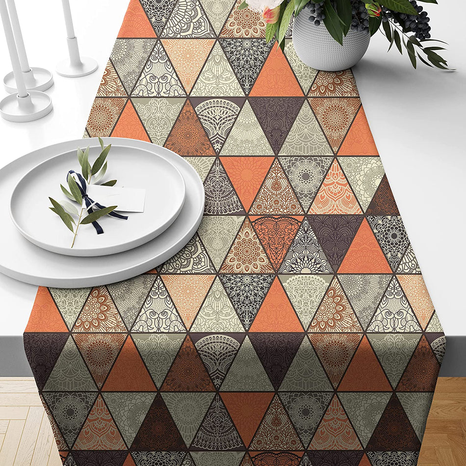 Orange Pyramid Polycotton Table Runner
