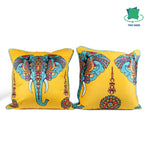 Load image into Gallery viewer, Exotic Elephant Both Sided Printed Velvet Cushion Cover with Piping (Set of 2)