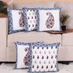 Load image into Gallery viewer, Both Side Block Print Spring Paisley Maroon Cushion Cover Set of 5