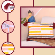 Hand Crafted Embroidered Bohemian Cushion Cover, Set of 1 (12 x18 inches/ 30x45 cm)