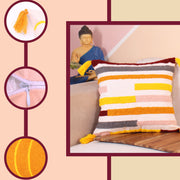 Hand Crafted Embroidered Bohemian Cushion Cover, Set of 1 (16 x16 inches/ 40x40 cm)