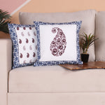Load image into Gallery viewer, Both Side Block Print Spring Paisley Maroon Cushion Cover Set of 2