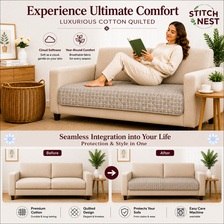 3 Seater (70x30 Inch),Grid Luxe