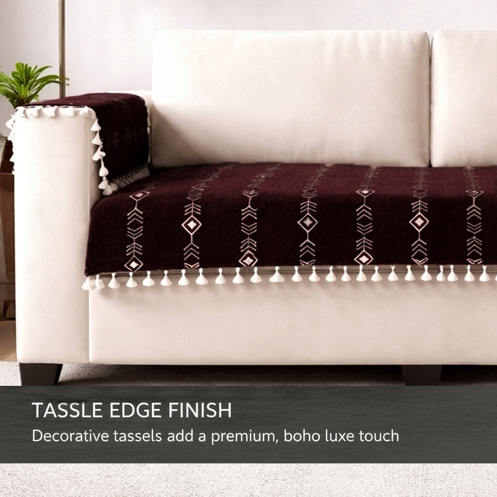 3+1+1 Sofa Cover,Brown Arrow
