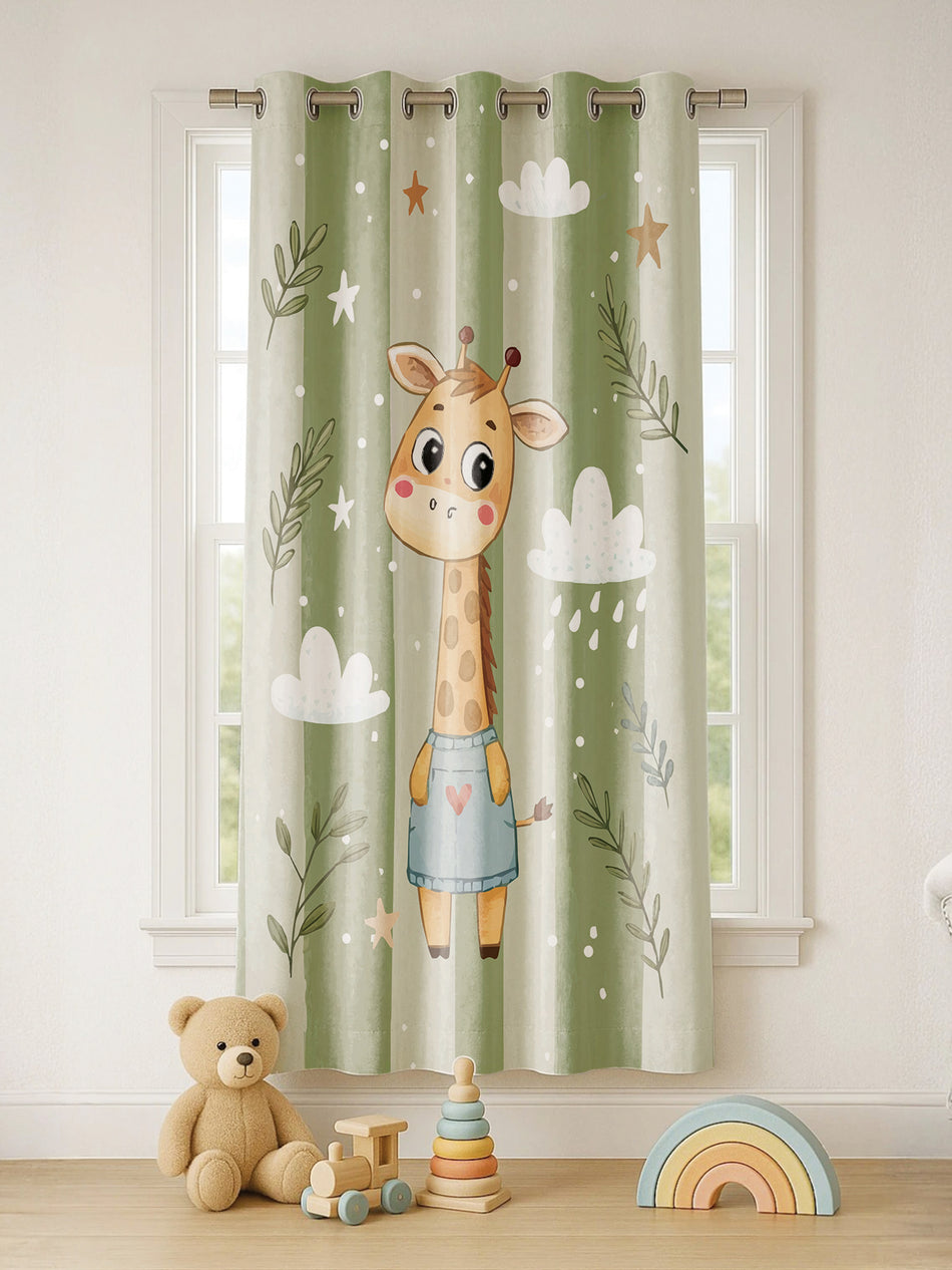 Kids Printed Velvet Curtain | 5 feet & 7 feet | Set of 1 & 2