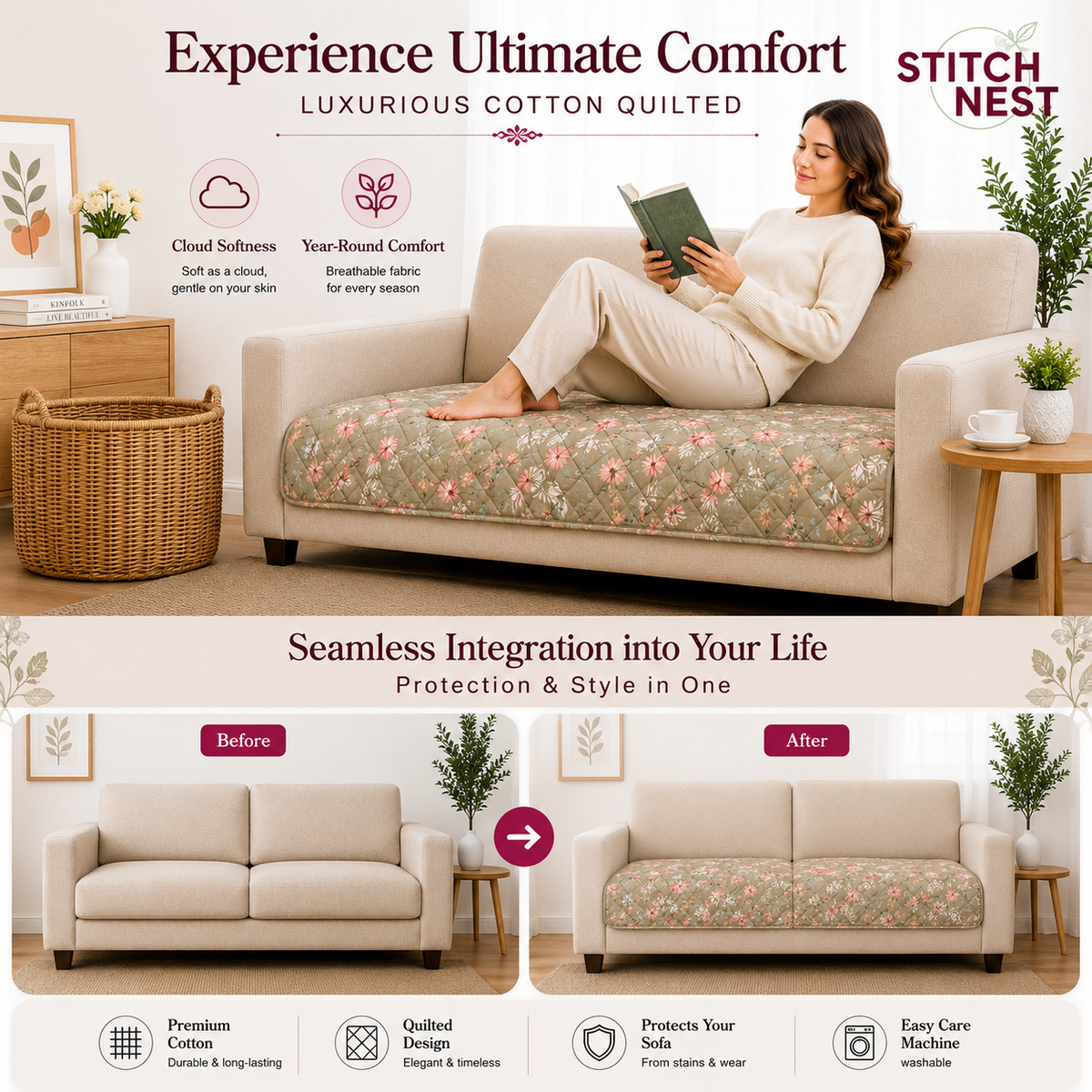 1 Seater (24x30 Inch),Linenbloom