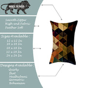 Abstract Geometrical Printed Cotton Rectangular Canvas Cushion Cover Set of 2