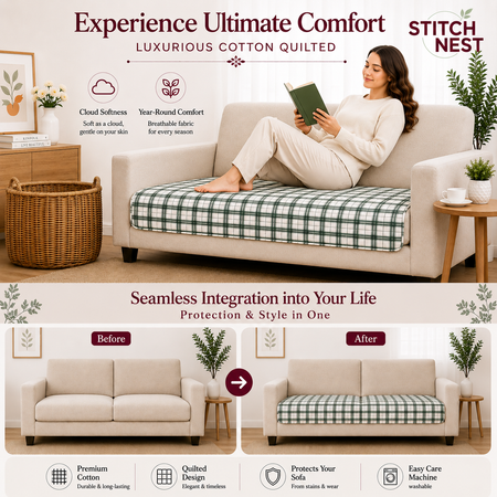 3 Seater (70x30 Inch),Cottage Check