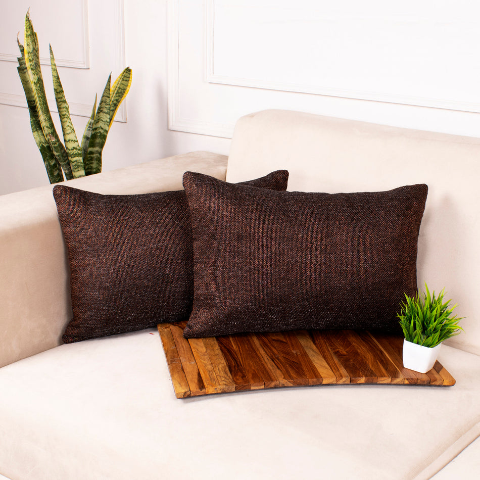 Solid Jute Cushion Covers for Sofa, Couch, Bed, Living Room - Set of 2 & 5