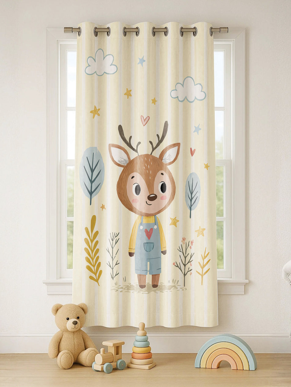 Kids Printed Velvet Curtain | 5 feet & 7 feet | Set of 1 & 2