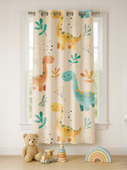 Kids Velvet Curtain | Dino Friends print | 7 feet | Set of 2