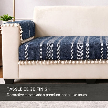 3+1+1 Sofa Cover,Blue Stripe