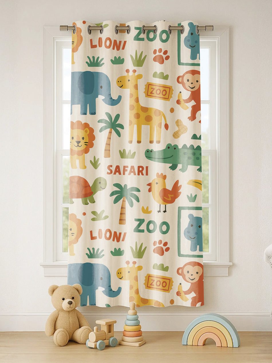 Kids Printed Velvet Curtain | 5 feet & 7 feet | Set of 1 & 2