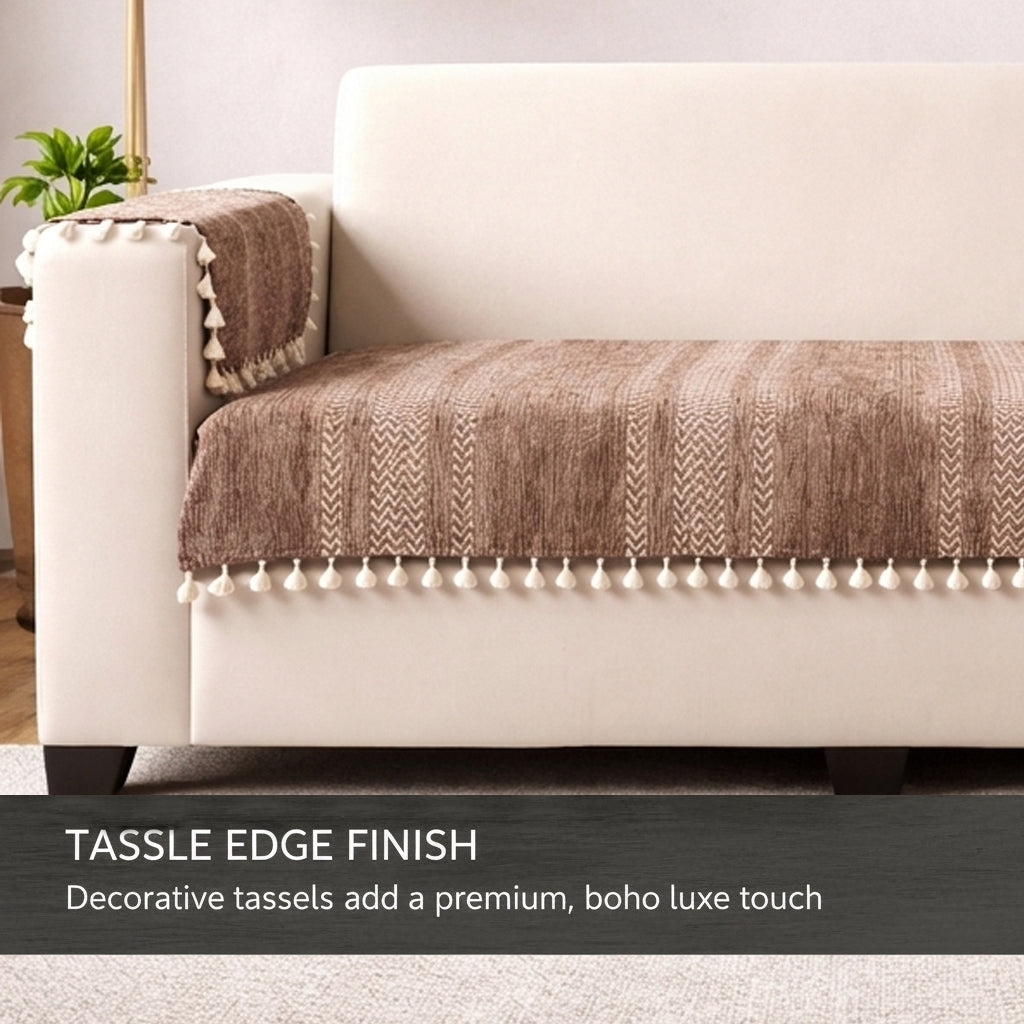 3+1+1 Sofa Cover,Beige Stripe