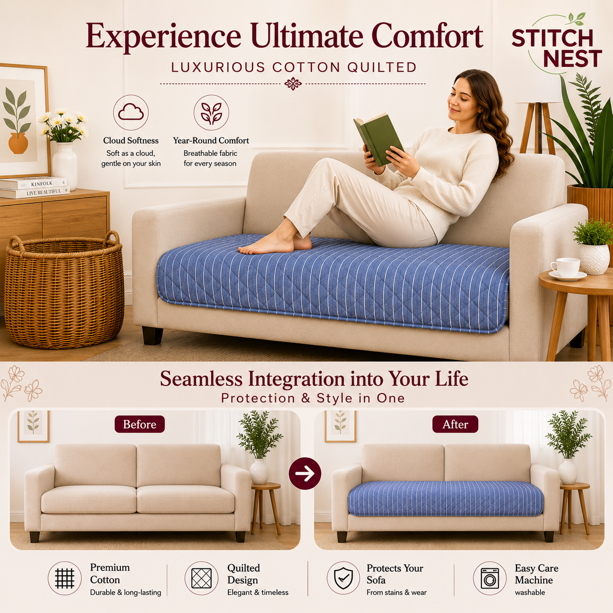 1 Seater (24x30 Inch),Oxford Blue