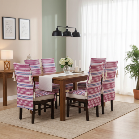 3 Seater Sofa Cover + 6 Chair Covers,Mauve Mosaic