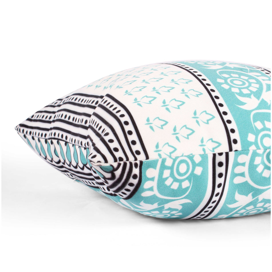Turquoise Coastal Boho Cushion Cover Set – 18×18 Inches (Pack of 2)